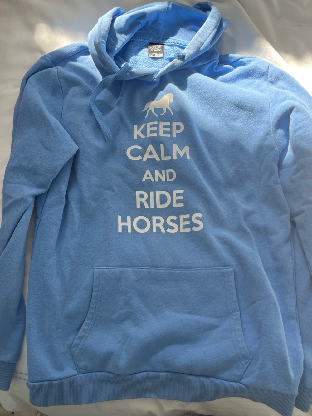 Light Blue 'Keep Calm and Ride Horses' Hoodie - Women's Casual Pullover